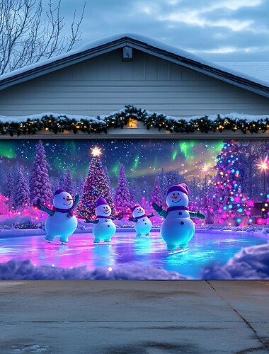 διακοσμητικά χριστουγεννιάτικων πορτών κάλυμμα γκαραζόπορτας χιονάνθρωπος χριστουγεννιάτικο δέντρο πανό εξωτερικού χώρου μεγάλο χριστουγεννιάτικο σκηνικό για διακοσμήσεις τοίχου εξοχικής κατοικίας