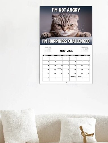 Calendario 2025 dei gatti arrabbiati Calendario 2025 con festività Regali divertenti a tema gatto per gli amanti dei gatti
