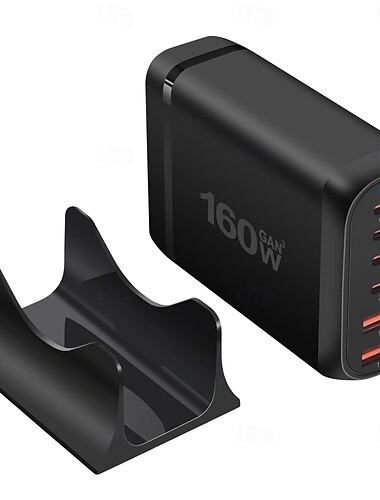 160w gan hurtiglading 3.0 usb type c hurtiglader mobil 6-ports usb type c pd lader praktisk å bære nettbrettlader