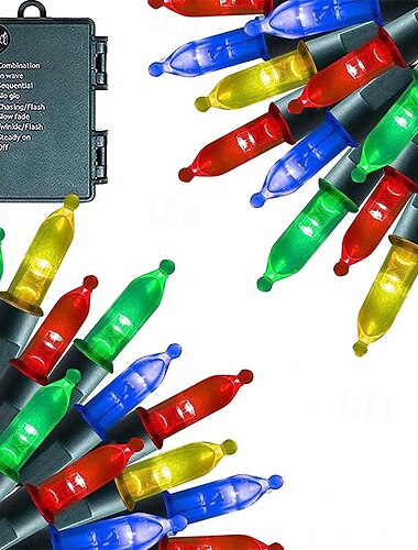 אורות חג המולד תאורת מחרוזת מופעלת על סוללה 18ft 50 led 8 מצבי LED מיני אורות עם טיימר למסיבת עץ חג המולד זר מסיבת בית מקורה חיצוני עיצוב עמיד למים לבן חם/לבן