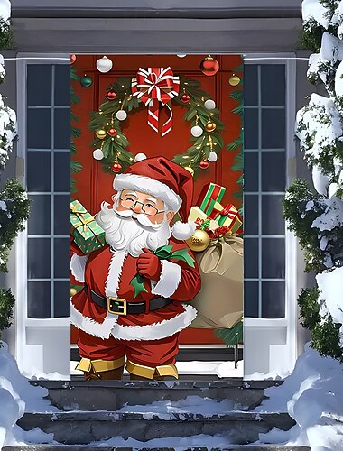 vánoční dekorace na dveře kryty dveří Vánoce Santa Claus dveřní gobelín dekorace dveřní záclona pozadí vnitřní / venkovní banner dveří pro přední dveře statku