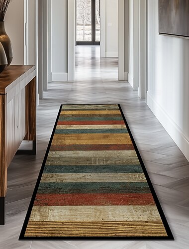 Tapis de couloir shaggy vintage bohème doux, antidérapant, lavable, pour entrée, cuisine, salle de bain, chambre à coucher