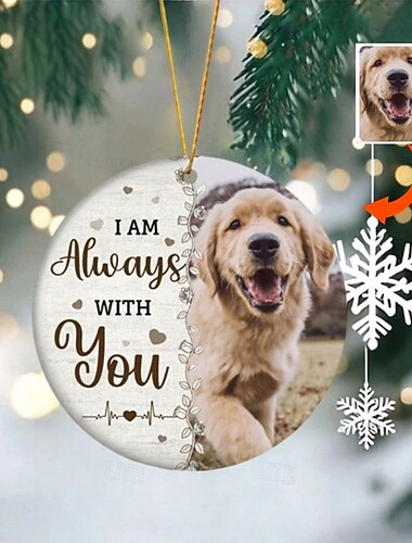 Personalisierte Fotoornamente Weihnachtshaustier-Gedenkornament maßgeschneidertes Erinnerungsgeschenk 2D Acrylgeschenke hängende Anhänger Xmas Dekoration - Ich bin immer bei dir