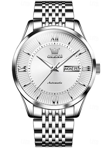olevs 6657 relógio automático de marca de luxo masculino calendário empresarial 50m relógio mecânico à prova d'água espelho de safira dourado relógio masculino