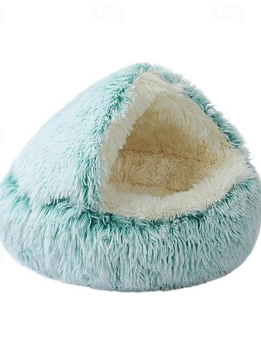 Cama de pelúcia para gatos, cama calmante para cães e gatos, cama redonda lavável anti-ansiedade, cama fofa para cães, cama almofadada aconchegante para cães e gatos para filhotes pequenos