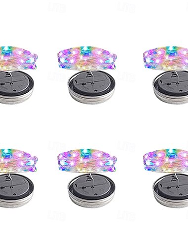  6 stuks 2m zonne-led lantaarn lichtsnoer, 20 leds pot tuinverlichting voor kerst bruiloft & buitendecoratie warmwit, wit, paars, roze, rood, groen, blauw en rood bronkleur