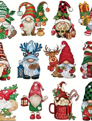 24 stk jule-nissepynt, perfekte juletræsdekorationer med julemanden, rensdyr og flere festlige figurer til ferieindretning