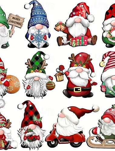 24 stuks kerstversiering van hout, kerstboomhangerdecoratie - veelzijdige kabouter-kerstman hangende ornamenten voor kerst- en feestdagen