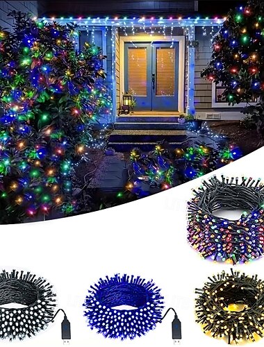  10M 100 LEDs String Lights, 5V USB Powered Christmas String Lights Warm White, White, Blue, Waterproof for Christmas, Home, Garden & Yard Decoration USB UK EU US 1 Set