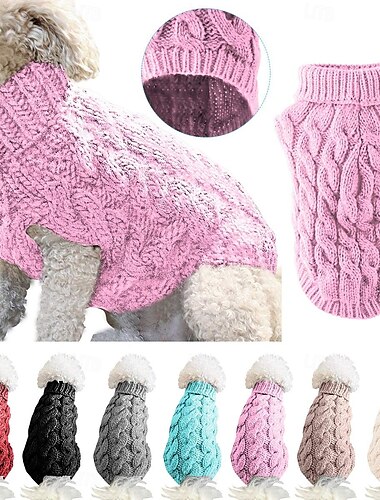  Dog Coat,Nmch Small Dog Sweaterss Knitted Pet Cat Dog Sweaters Warm Dog Sweatshirt Dog Winter Clothes Kitten Puppy Turtleneck Dog Sweaters(Blue,L)