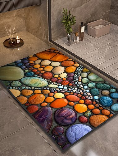 tapis de salle de bain en galets, paillasson rectangulaire en polyester, tapis de bain super absorbant, antidérapant, facile à nettoyer et résistant aux taches
