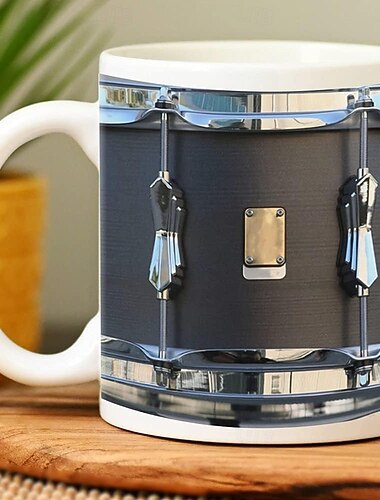 caneca de bateria vintage preta, presentes engraçados de bateria, presente de natal para baterista, xícara de café de bateria, pai baterista, presentes de copo de irmão baterista, bateria 11oz