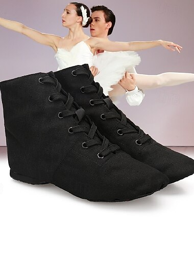  Black High-Top Lace-Up Dance Shoes for Professionals – Comfortable, Flexible Sole for Ballet, Jazz, and Stage Performance