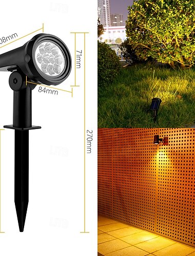 faretto da giardino impermeabile a 7 LED/10 LED alimentato ad energia solare, luce da parete esterna regolabile per luce da parete esterna per patio