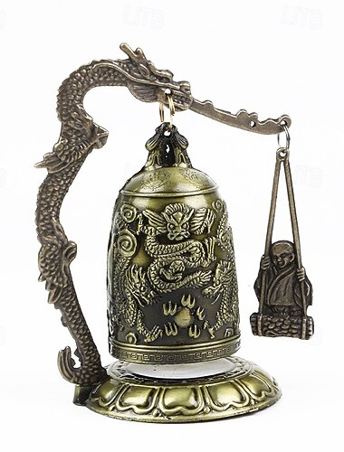 starožitný bronzový dračí zvon - majestátní dekor feng shui - ručně vyrobená kovová ozdoba pro sběratele  & domácí estetika