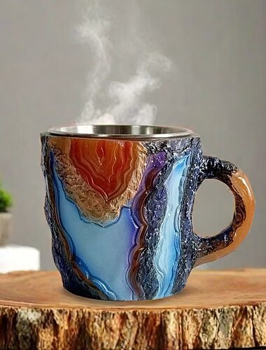 canecas de café de cristal mineral de imitação 2025 cristal de resina colorido - presente de natal elegante para casa e escritório, ideal para o natal