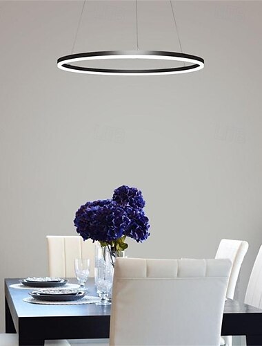  LED Pendant Light 40/60/80cm 1-Light Ring Circle Design Dimmable Aluminum Painted Finishes Luxurious Modern Style Dining Room Bedroom Pendant Lamps 110-240V ONLY DIMMABLE WITH REMOTE CONTROL