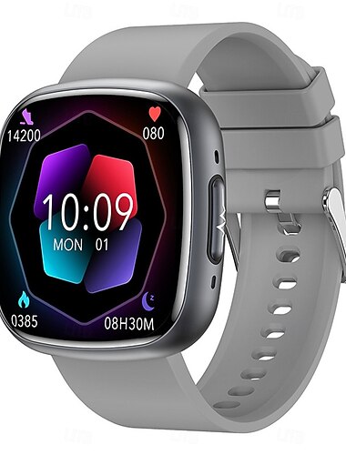 ET593 Montre intelligente 1.75 pouce Smartwatch Montre Connectée Bluetooth Podomètre Contrôle de l'Activité Moniteur d'Activité Compatible avec Android iOS Unisexe Longue Veille Appels Mains Libres