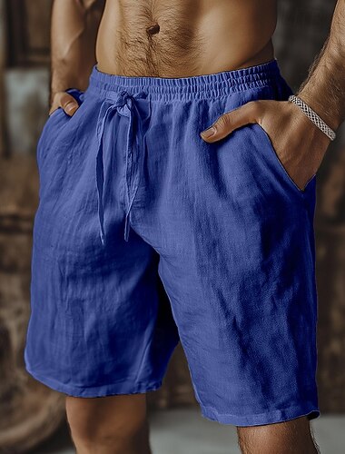 Homens Calção Shorts de verão Shorts de praia Shorts largos Com Cordão Cintura elástica Perna reta Tecido Conforto Respirável Curto Ao ar livre Casual Diário Estilo Clássico Retro Vintage Preto Branco