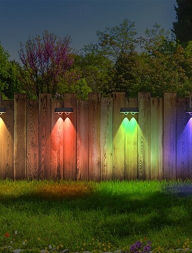 1/2pcs Solar Outdoor Wall Light Courtyard Waterproof Wall Wash Light RGB Color Changing Villa Garden Fence Porch Landscape Decoration
