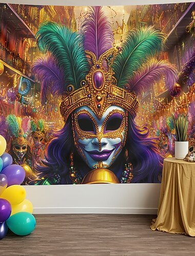 carnaval mardi gras agățat tapiserie mască artă pe perete tapiserie mare decor mural fotografie fundal pătură perdea acasă dormitor living decor
