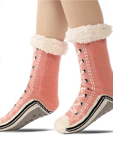 ultradikke kasjmier pantoffelsokken voor dames, antislip zachte pantoffelsokken met grip, warme, comfortabele kerstpantoffelsokken, zachte inherentinct wintersokken