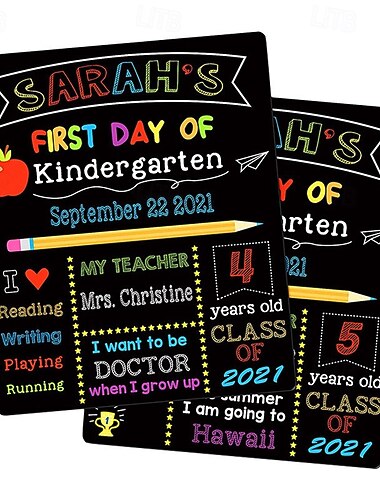 1 panneau premier et dernier jour d'école 25,4 x 30,5 cm double face 1er jour de retour à la commission scolaire réutilisable dernier jour d'école signe pour filles garçons de la maternelle