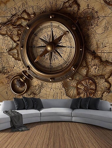 tapisserie suspendue vintage boussole nautique carte art mural grande tapisserie décor mural photographie toile de fond couverture rideau maison chambre salon décoration