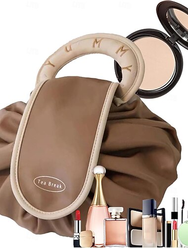 húzózsinóros sminktáska, nagy kozmetikai táska, hordozható vízálló pipereszett nőknek, utazási sminktasak, női kozmetikai táska, sminktáskák piperecikkekhez és kiegészítőkhöz