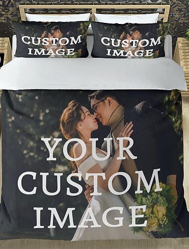 Abschluss Personalisierter Bettbezug Hochzeitsdesign Bestes Abschlussgeschenk Individuelles Bettwäsche 3 Stück Sets mit Foto/Text Angepasste Geschenke Bettdecke Set mit 2 Kissenbezügen