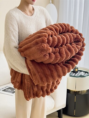 couverture en fausse fourrure, couverture en flanelle antistatique, douce et chaude, couverture douillette, couverture de luxe en fausse fourrure, couverture décorative de Noël pour canapé, lit,