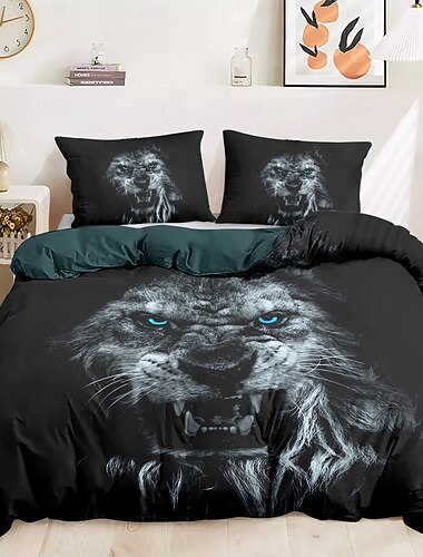 סט כיסוי פוך יין-יאנג חיות 100% כותנה סט מצעים רך ונושם עם הדפס חיות יין-יאנג ייחודי מסוגנן ונעים מושלם לעיצוב חדר השינה טיפול קל לכביסה במכונה