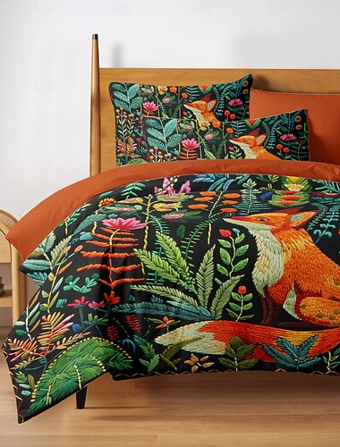 skovdyrs dynebetræk - indeholder dynebetræk og pudebetræk - naturinspireret design med skovdyr - blødt og behageligt stof - perfekt til hyggelig soveværelsesindretning