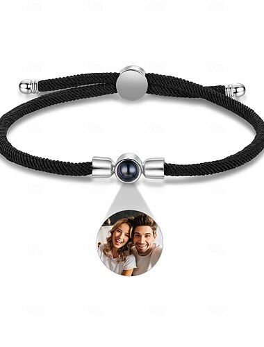 Spersonalizowane bransoletki z projekcją zdjęcia - pleciona bransoletka - najlepszy prezent dla mamy - elegancki design z kamieniem projekcyjnym idealny prezent ślubny dla ukochanej osoby