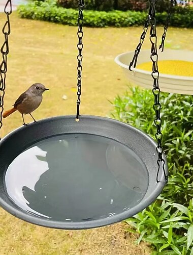 מגש להאכלת ציפורים 2 ב-1 עם 7 צבעים להאכלת ציפורים חיצונית מתאים לאמבטיית ציפורי גן חיות בר לשתייה מים והאכלה ביתית