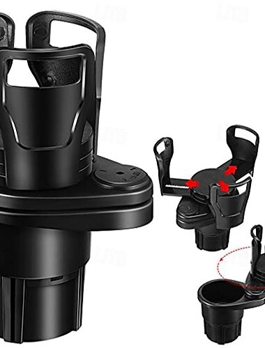 Porte-gobelet de voiture multifonctionnel 2 en 1, adaptateur d'extension de porte-gobelet de voiture, support de tasse double rotatif à 360 degrés, support réglable extensible pour porte-gobelet rond