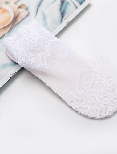 Dames Mode Kant Sokken Effen Kleur Licht Zacht  Elastisch Comfortabel  Ademend Veelzijdig