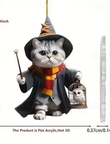 2PCS Cute Cat-Shaped RearView Mirror Pendant Auto Interior Car Realistic Animal Hanging Ornament Car Interior Decoration