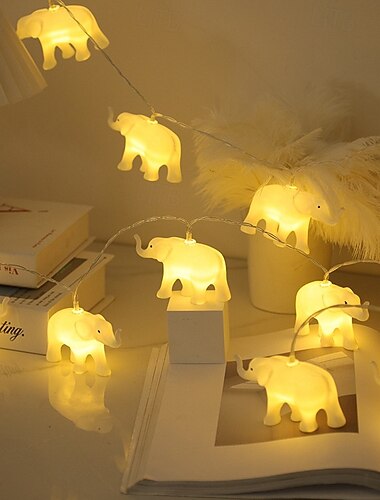 1.5m 10LEDs LED String Lights Elephant Animal Shaped Fairy String Lights Children's Room Decor Christmas Party Holiday Home Decoration Best Gift for Children