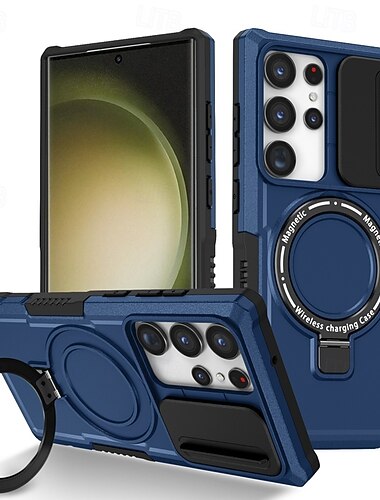 telefoon hoesje Voor Samsung Galaxy S26 Ultra Plus S24 S23 Ultra Plus S24 FE S22 PlusUltra Achterkant met standaard Magnetisch Ondersteuning draadloos opladen Retro PC