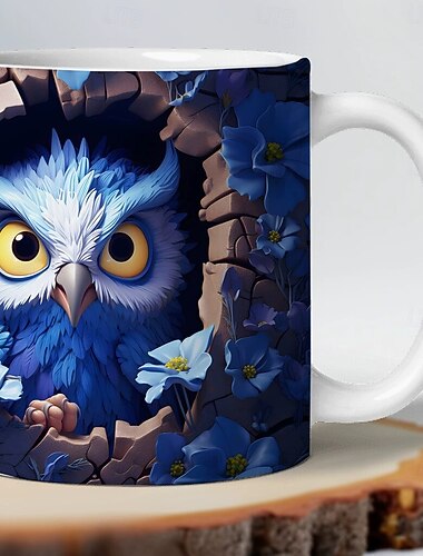 3d ugle krus 400ml keramisk kaffe mark kopp te vann kopp nytt hull vegg søt vegg