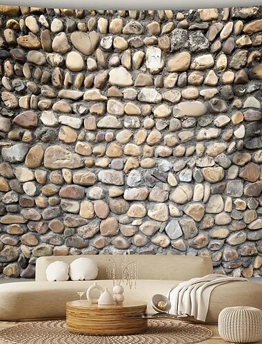 Tenture murale grande tapisserie paysage vue sur les rochers décoration murale photographie fond de toile rideau maison chambre salon