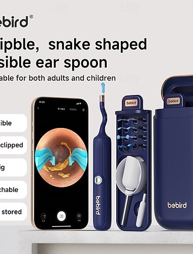 bebird earsight plus ferramenta de remoção de cera de ouvido câmera &Limpador de cera de ouvido visual leve com kit de limpeza como pá/colher/palheta/pinça limpa ouvidos para família escopo auricular