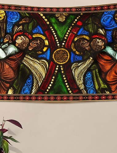 שטיח טאפסטרי מימי הביניים טאפסטירי ימי הביניים אמנות גותית אמנות קיר שטיח גדול קיר מUהע decor צילום רקע שמיכה ווילון דקורציה לבית חדר שינה סלון אנג'לים מטלטלים קטורת