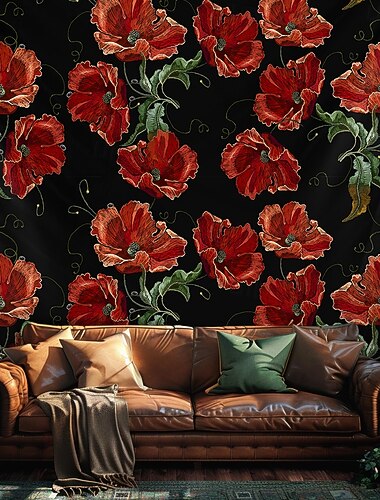 Φλοράλ Λουλούδια Κρεμαστή Ταπισερί Τοίχου Μεγάλη Ταπισερί Μουράλ Διακόσμηση Φωτογραφίας Φόντο Κουβέρτα Κουρτίνα Διακόσμηση Σπιτιού Κρεβατοκάμαρας Καθιστικού