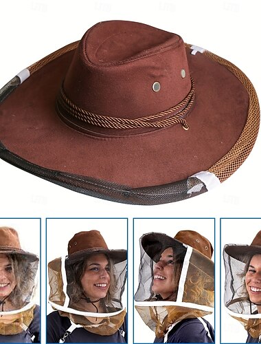 1 peça chapéu de apicultor cowboy protetor chapéus de apicultor cowboy com véu - durável, respirável &equipamento de proteção para atividades ao ar livre