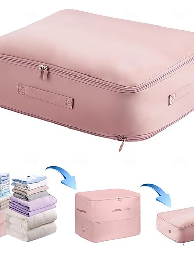 ארגונית דחיסה עצמית חסכונית במקום, תיקי דחיסה מבד אוקספורד לבגדים, שמיכות, שמיכות, נסיעות גדולות במיוחד  & ארגונית אחסון לשמיכות ומעילי חורף