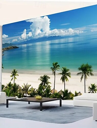Tappeto appeso paesaggio palme oceano arte da parete grande murale decorativo fotografia sfondo coperta tenda decorazione per casa camera da letto soggiorno