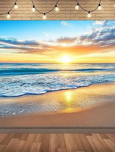 Landschap Strand Zonsondergang Hangtapijt Wanddecoratie Groot Tapijt Muurschilderij Decor Fotografie Achtergrond Dekentje Gordijn Huis Slaapkamer Woonkamer Versiering