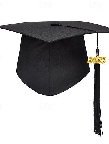 promoční čepice se střapcem 2025, černá bakalářská magisterská doktorská čepice pro střední školy  & slavnostní promoce, dospělá akademická čepice